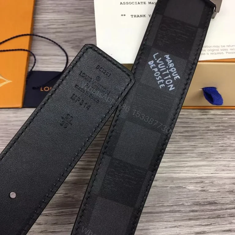 View 6 of Chic LV-Influenced Calfskin Belt: Premium, All-Season Style