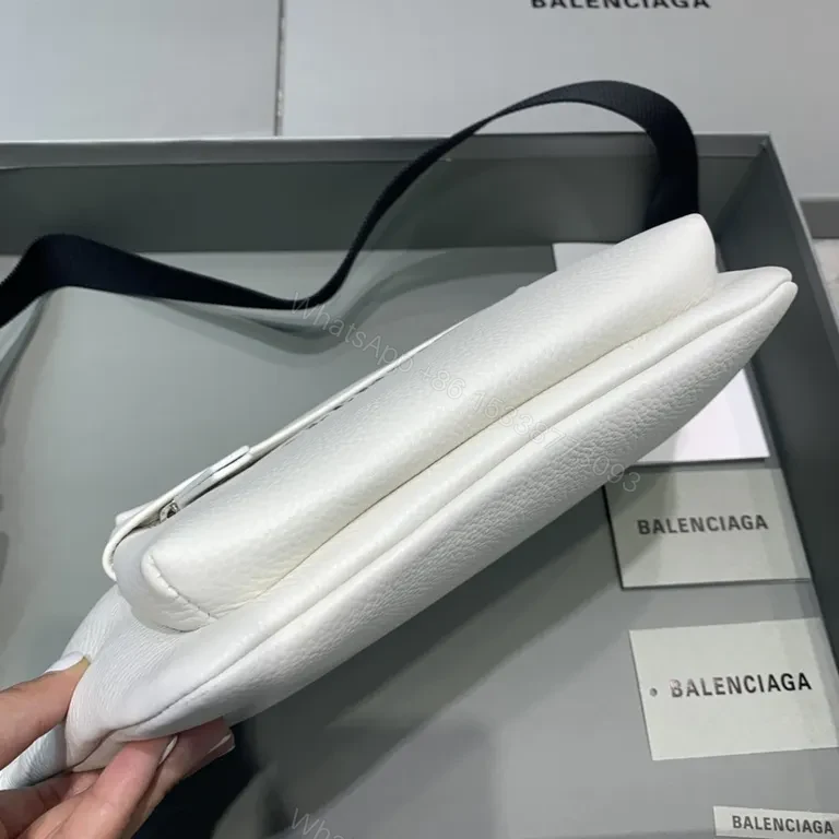 View 3 of Balenciaga Baggage Belt Bag â€” White Pebble Leather, Modern Minimalist