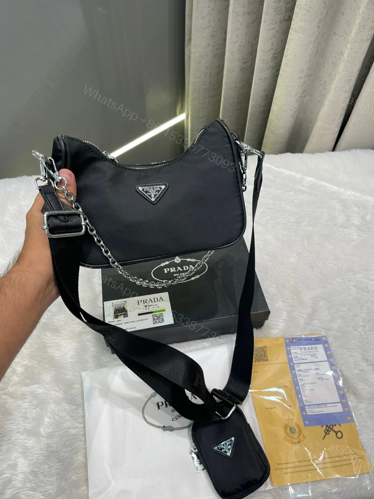 View 5 of FIRST COPY PRADA RE-EDITION POCHETTE CROSSBODY BAG