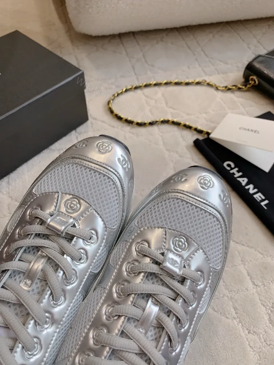 View 8 of Silver Quilted Sneakers: Luxe-Chic Style, Cushioned Comfort