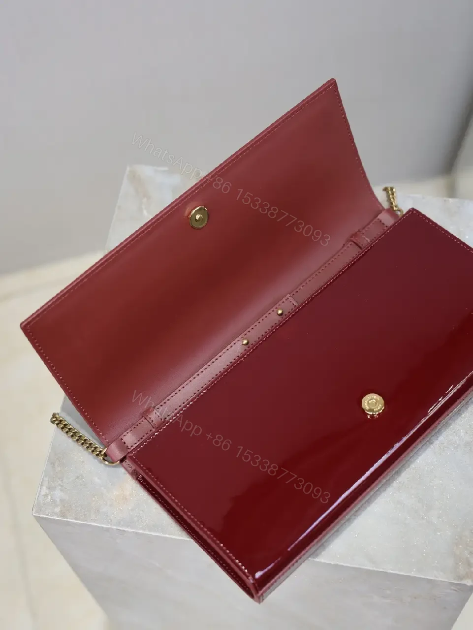 View 6 of Elegant Red Patent Crossbody, Structured & Versatile Bag