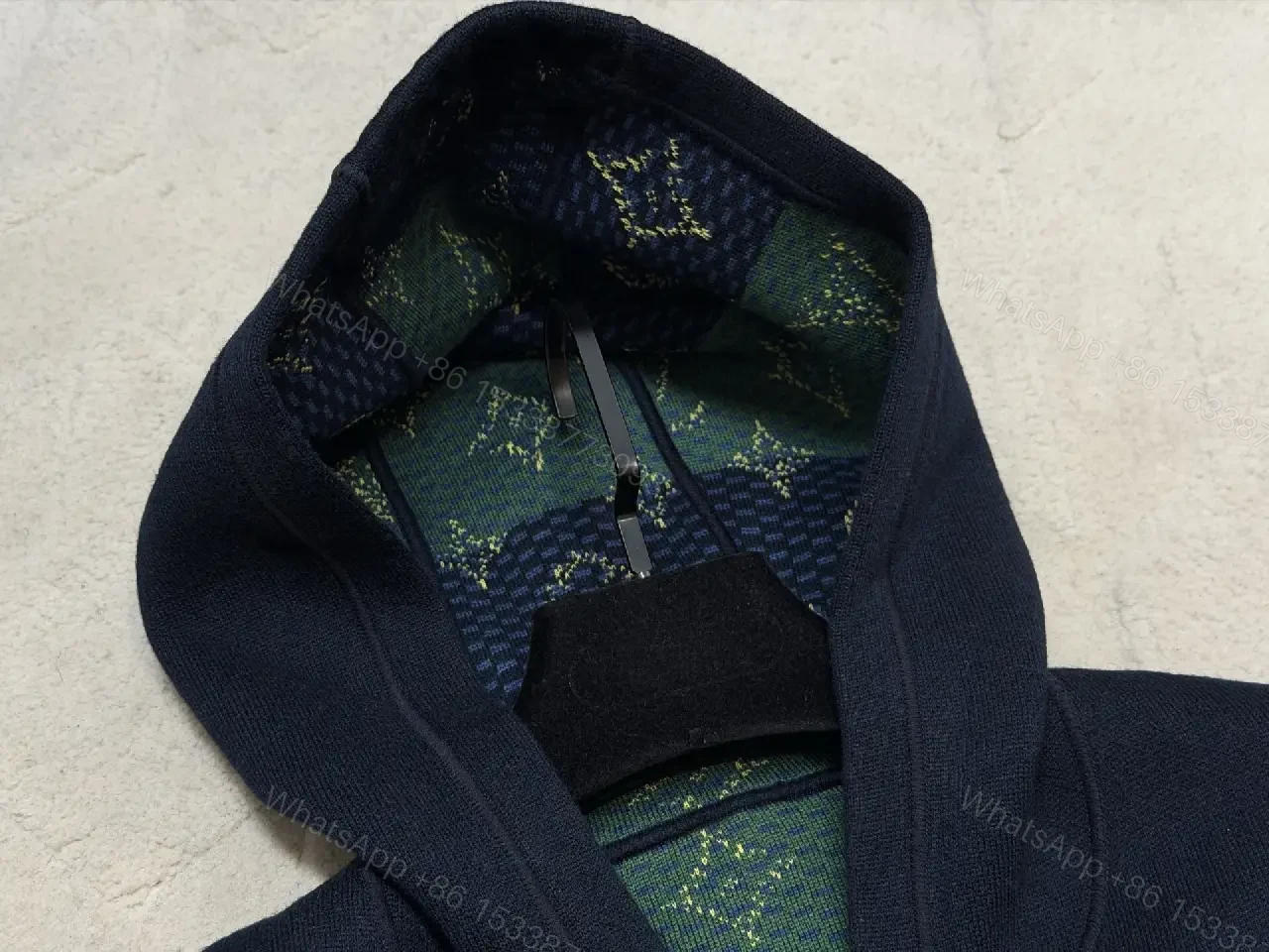 View 4 of Navy Zip Hoodie with Verdant Embroidery - Street-Chic Zip Front Hoodie