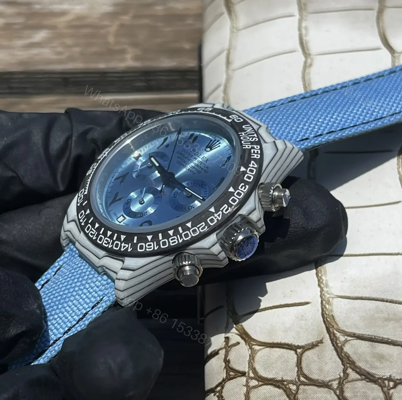 View 2 of Rolex Daytona Ice Blue Arabic Dial Blue Fabric Strap Edition 40mm RLX-DAY-ICE-ARAB40-FAB