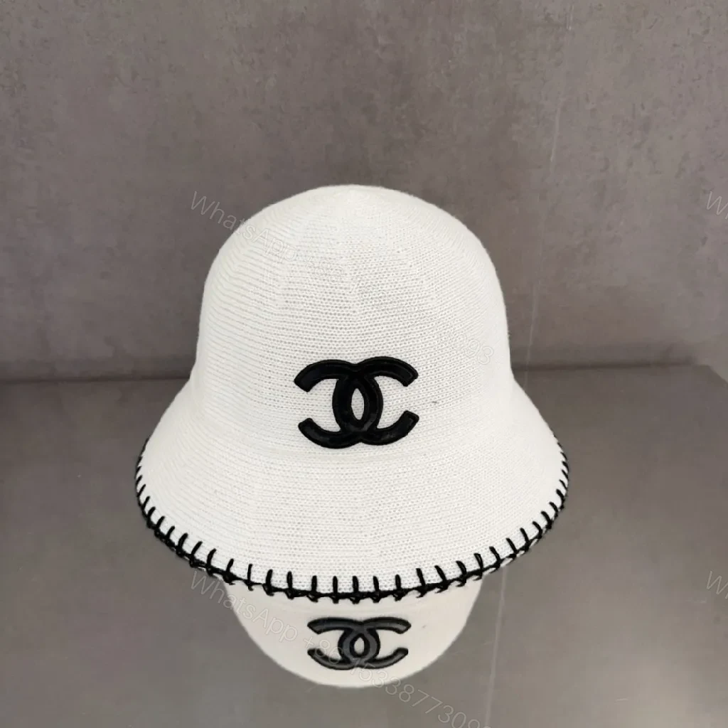 Ivory Bucket Hat with Black Logo, Premium Stitching, one-size — view 1