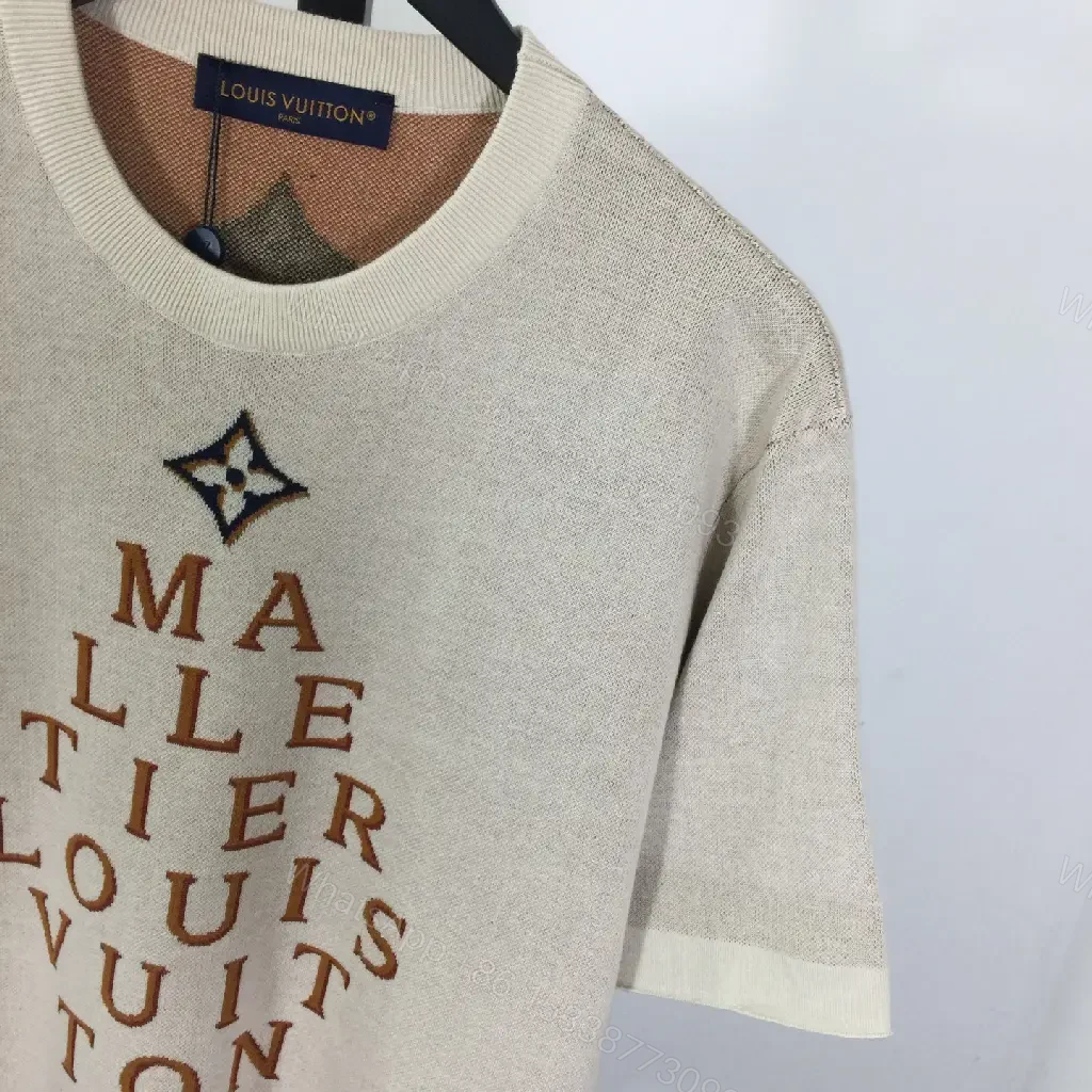View 2 of Beige cotton T-shirt with monogram print, luxury designer-inspired tee for everyday luxury