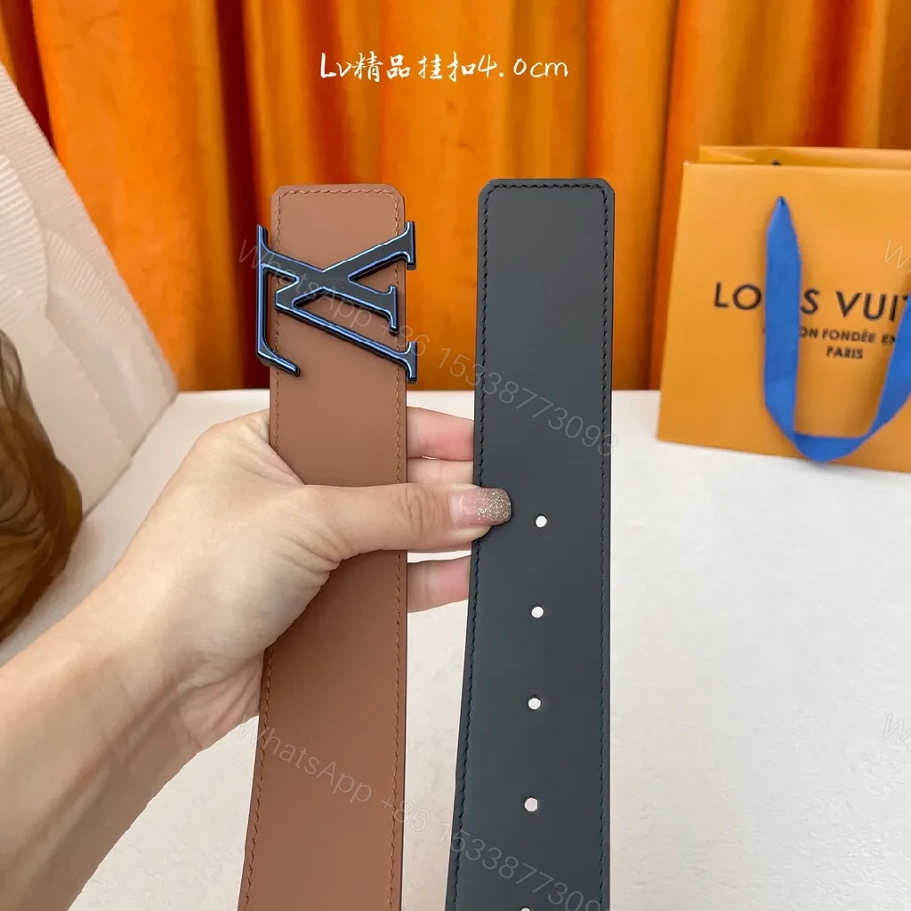 View 2 of Brown Leather Belt with LV Buckle: Timeless Luxury Belt