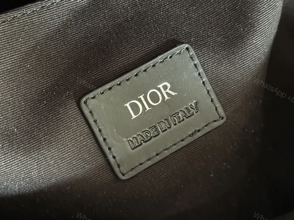View 4 of Geometric Charcoal Dior-Style Backpack with Premium Leather Trim