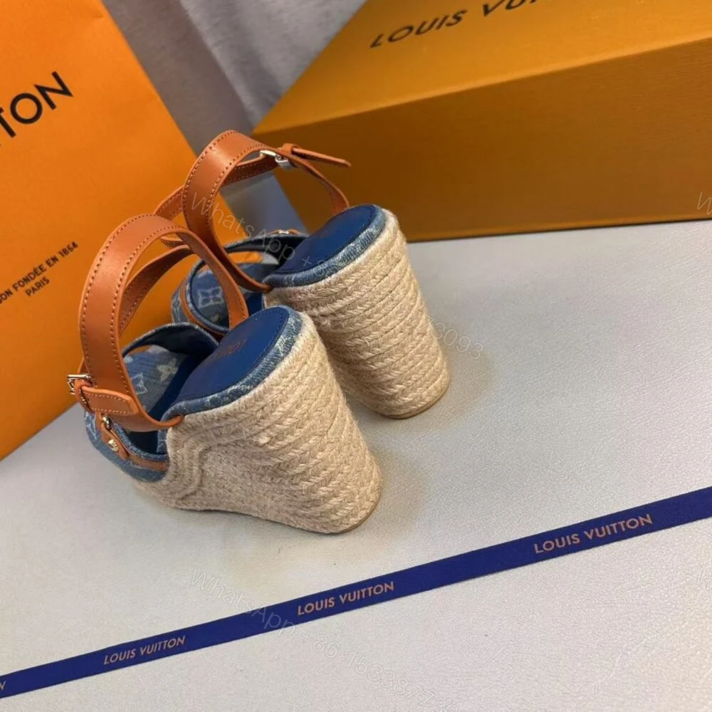 View 4 of Louis Vuitton Helios Wedge Sandal Blue 1ACIZV