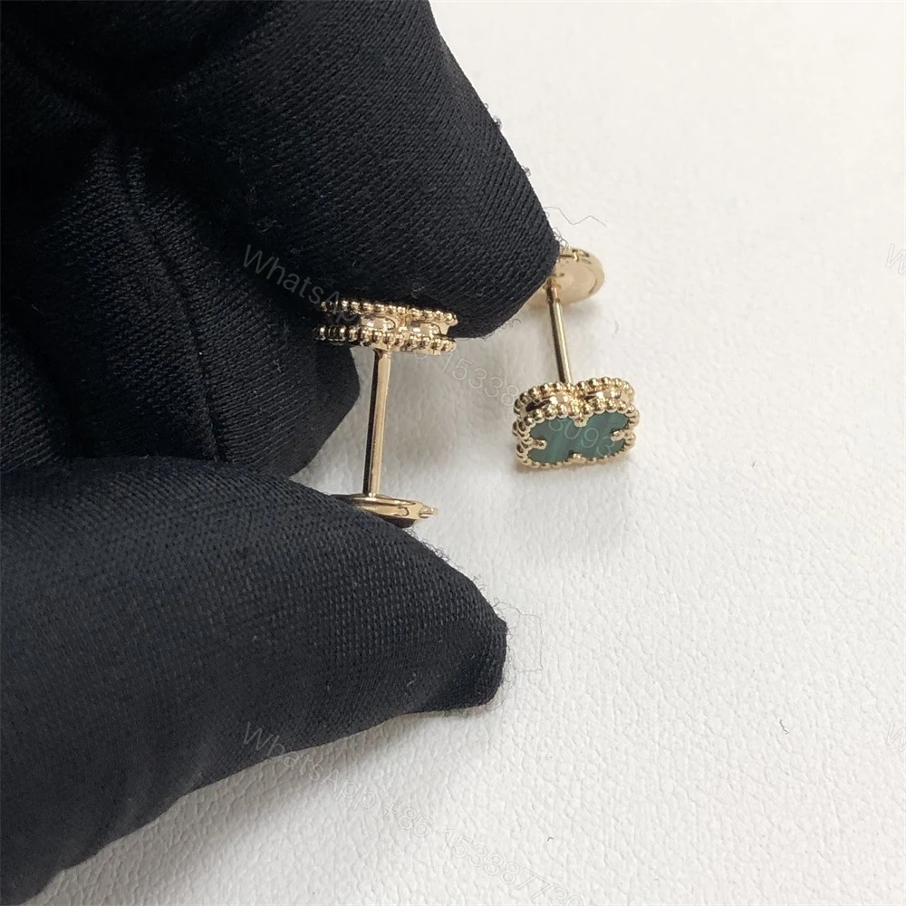 View 2 of VCA Sweet Alhambra Earstuds Malachite Yellow Gold