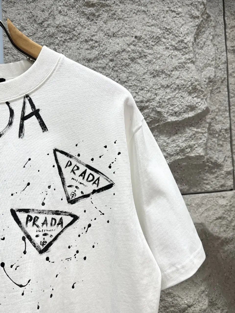 View 9 of White Cotton T-Shirt Prada graphic Short-sleeve tee