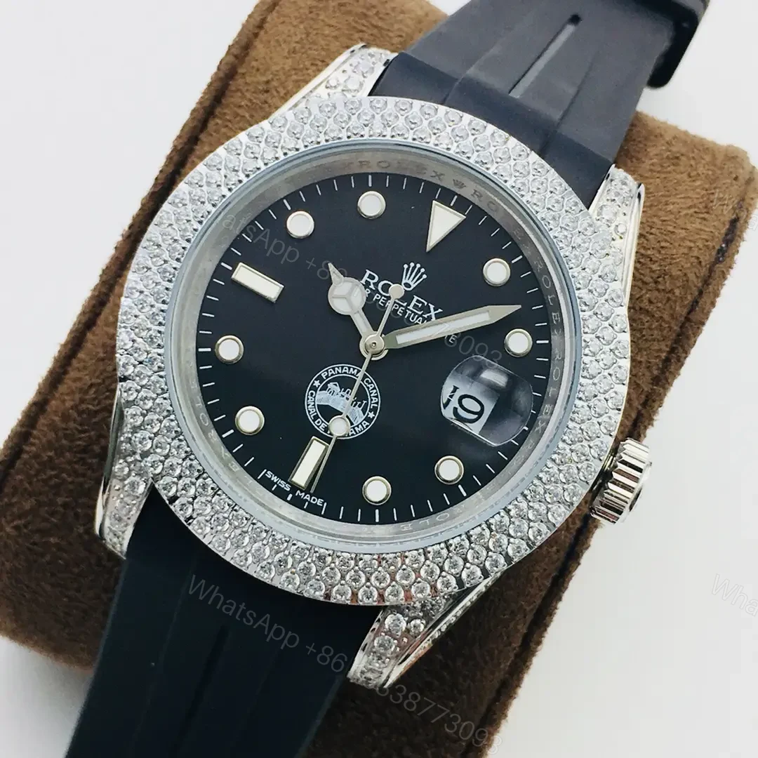 View 3 of Fake Rolex Submariner Black Diamond Oysterflex 40mm ROLEX-SUB-BLK-DIA-RUB-40