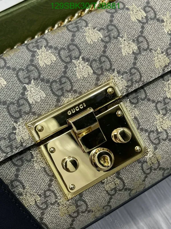 View 2 of Gucci Beige GG Supreme Canvas and Leather Small Shoulder Bag YT528