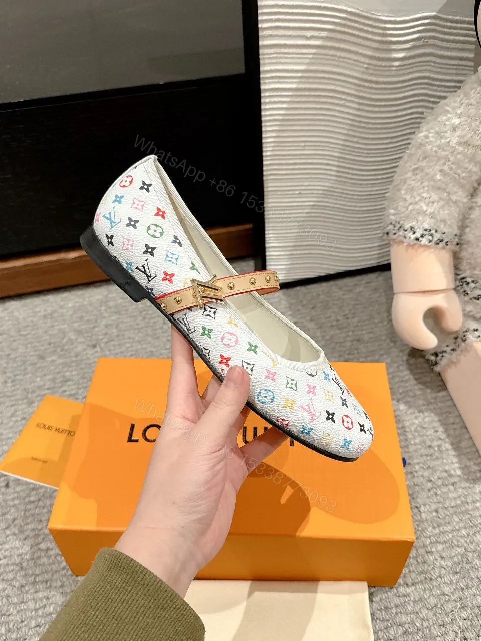 View 7 of Colorful Monogram Mary Jane Satiny Comfort Footwear