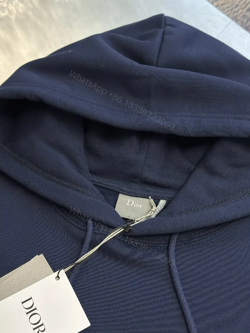 View 10 of Navy Luxe Hoodie: Premium Knit, Subtle Dior Branding