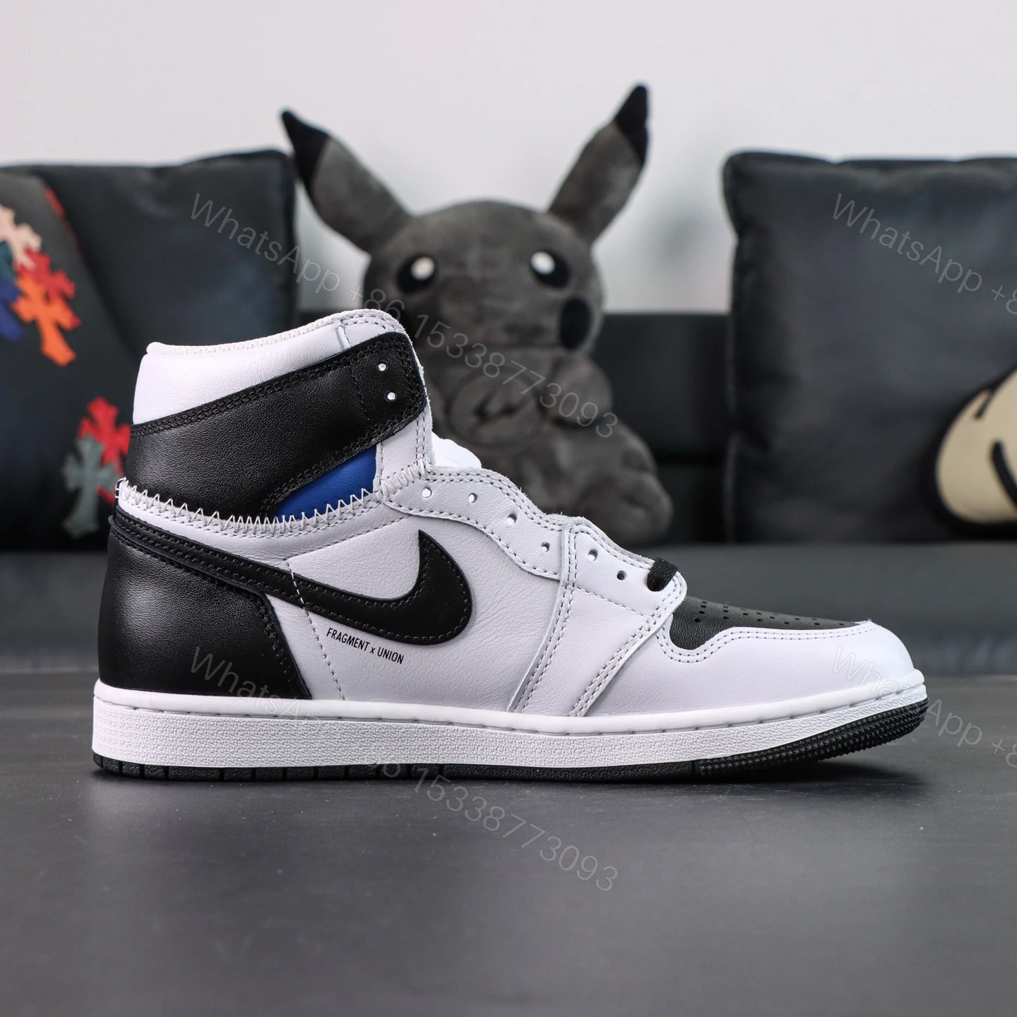 View 2 of Union LA x Fragment Design x Jordan 1 High White Black Reps