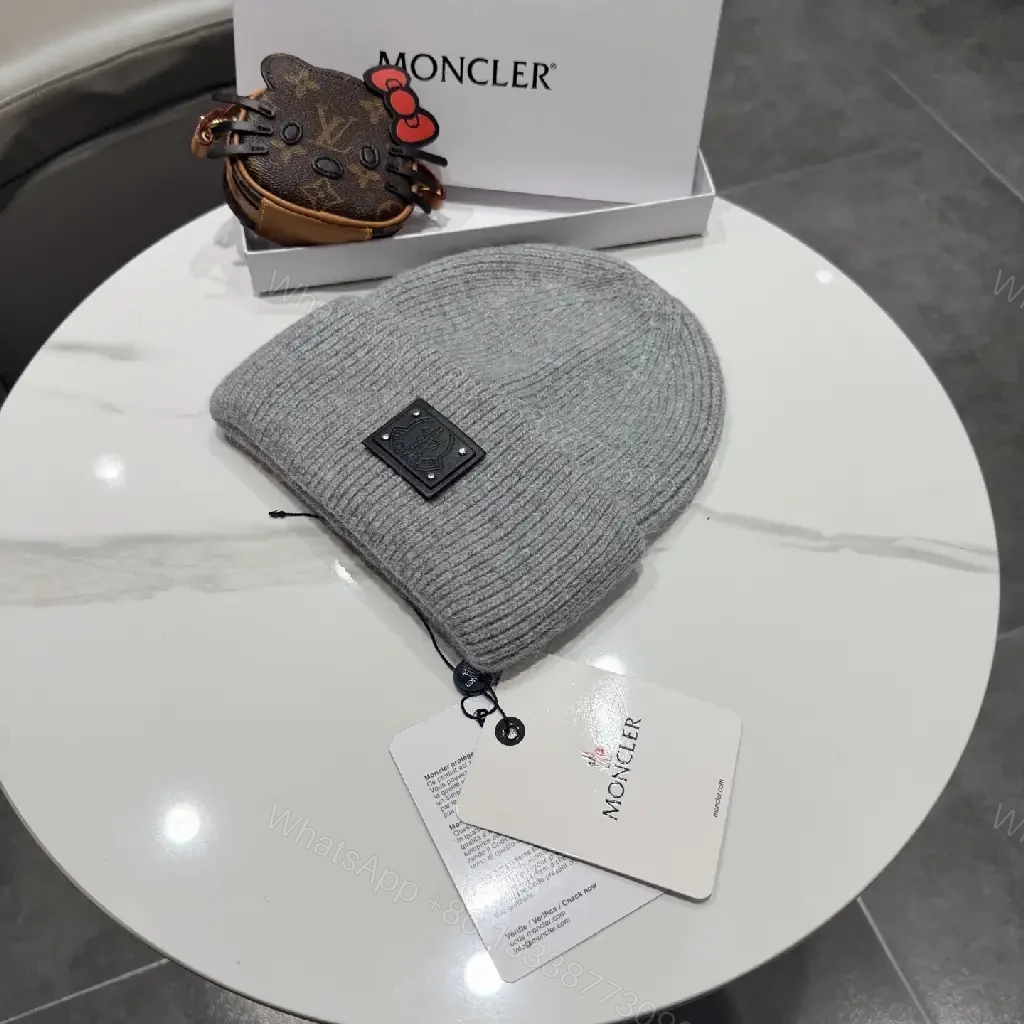 View 2 of Neutral Knit Beanie, Premium Wool Blend, Modern, Warmth, Beanie