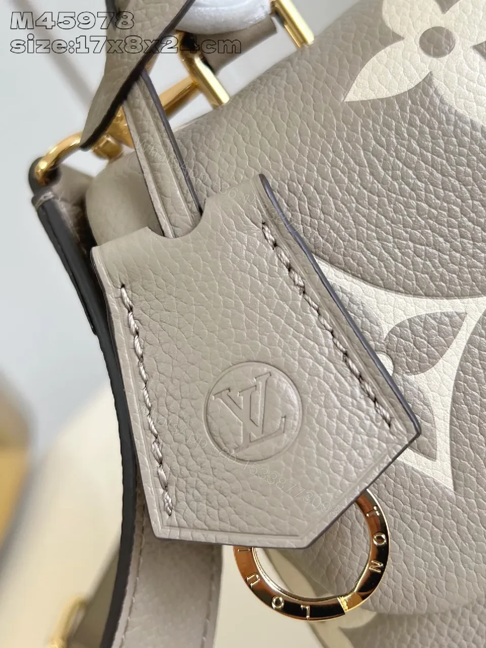 View 6 of Taupe Pebbled Leather Satchel: Monogram Shine Mini Bag
