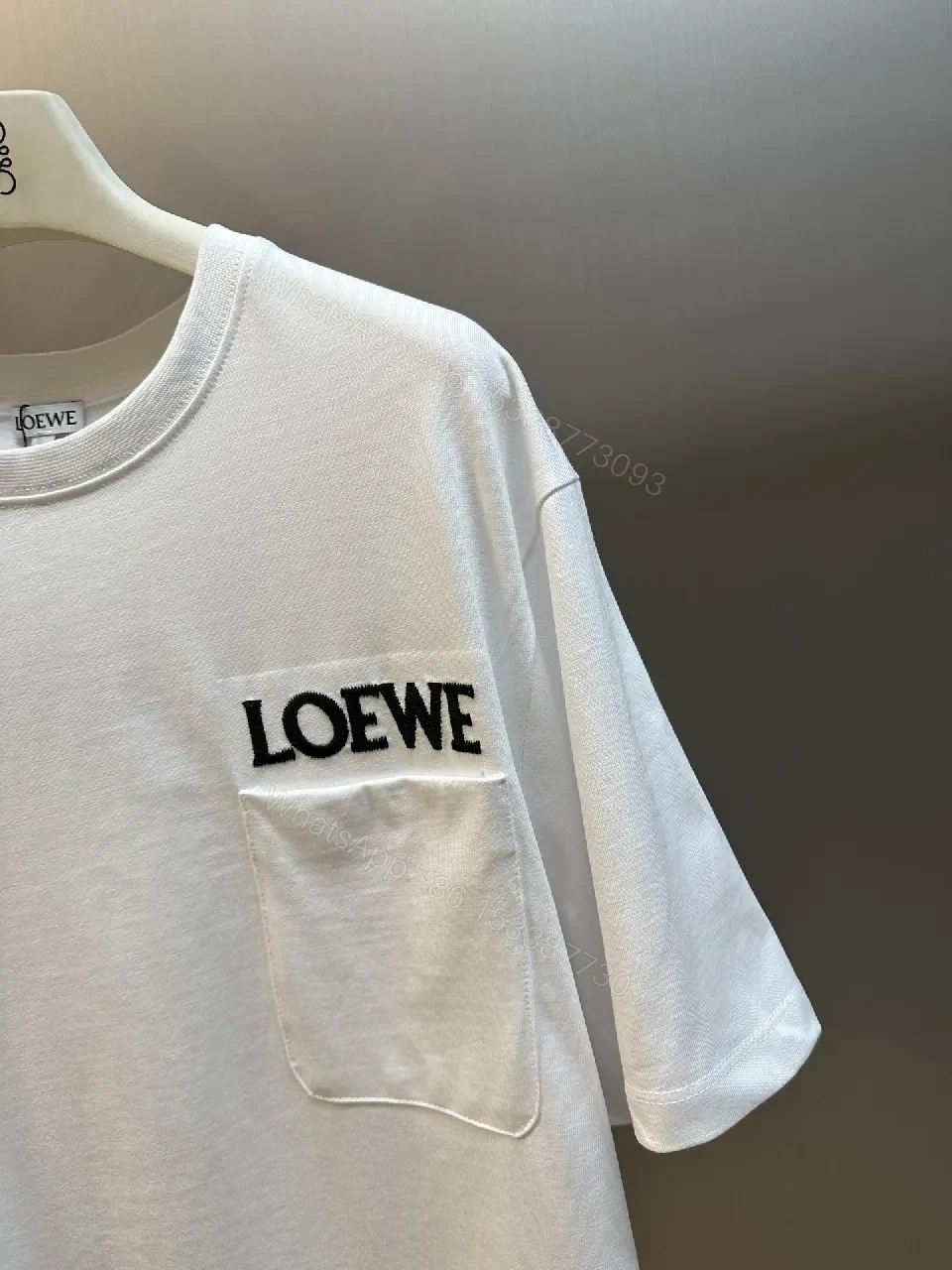 View 8 of White Cotton Tee Dress, Minimalist, LOEWE-inspired Pocket