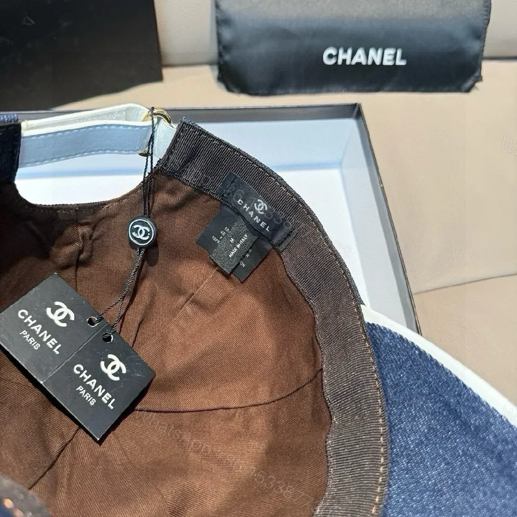 View 7 of Indigo Denim Cap with Subtle Logo, Luxury Street Style