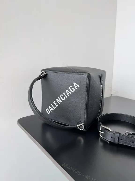 Balenciaga Mini Bag: Black Textured Leather, Logo-Centric Chic — view 1