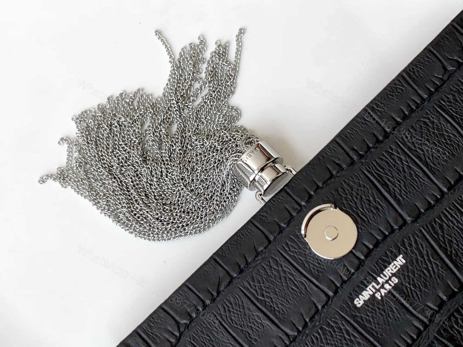 View 5 of Saint Laurent Black Leather Small Kate Tassel Crossbody Bag Sliver