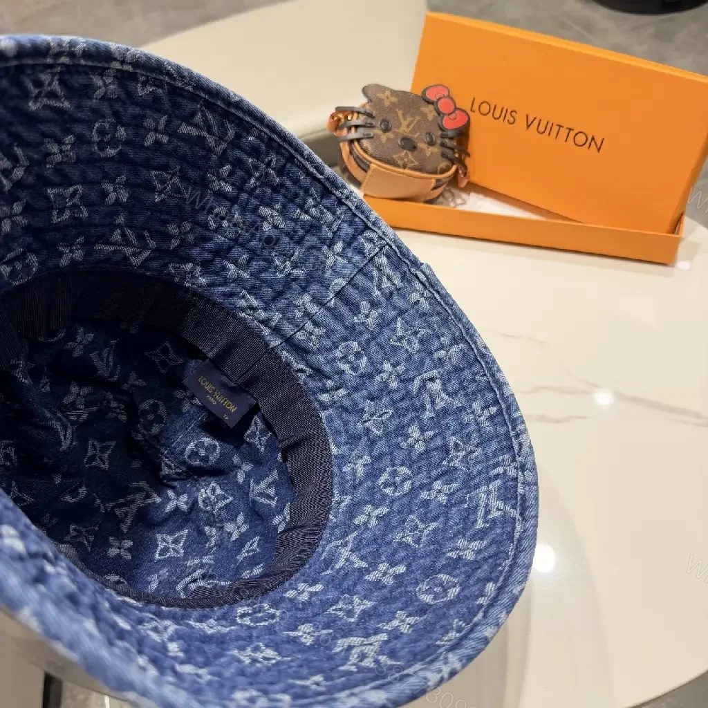 View 5 of Denim Monogram Bucket Hat – Luxury Everyday Style