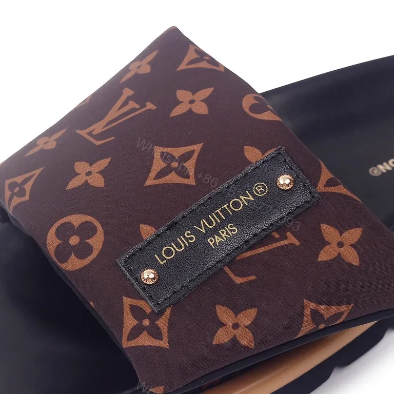 View 8 of Brown Monogram Slides - Luxe Comfort, Elevated Texture
