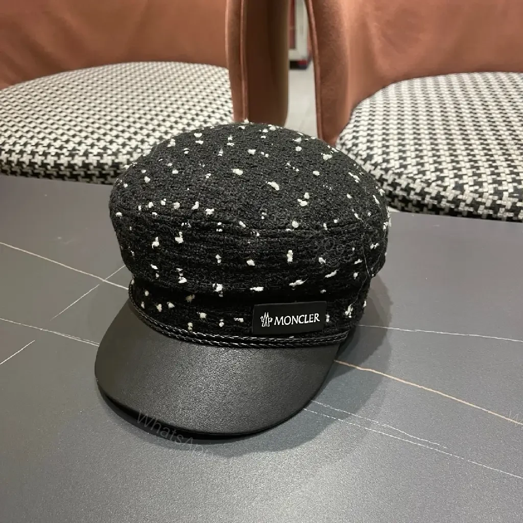 Textured Tweed Cap with Leather Peak: Luxe Modern Cap — view 1