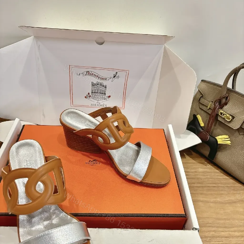 View 6 of Two-Tone Leather Sandals with Signature Straps and Comfort