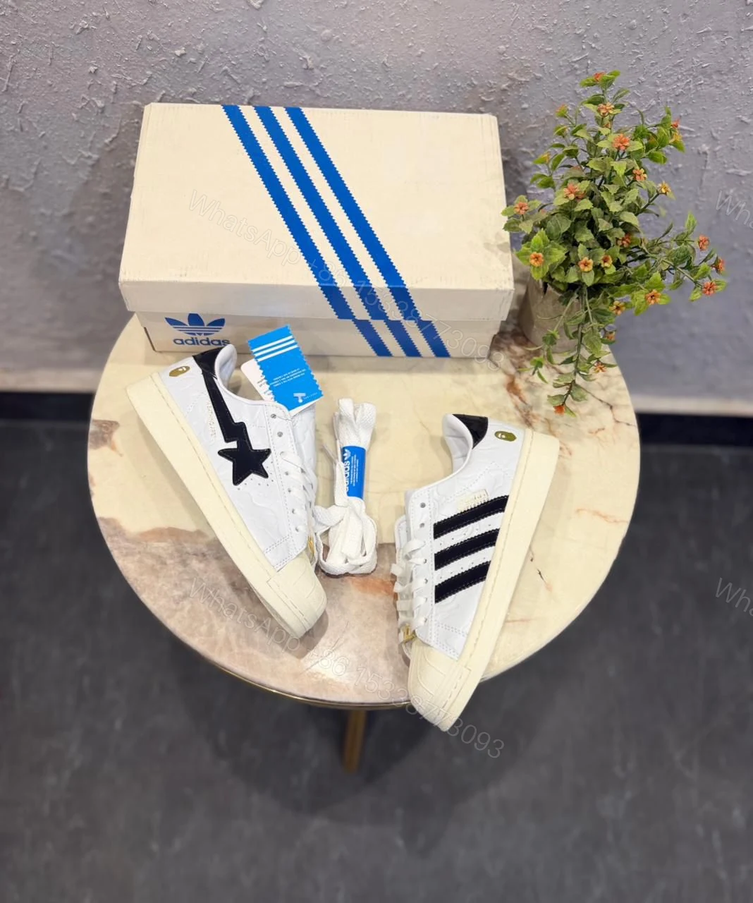 View 2 of Adidas Superstar BAPE White Black First Copy Shoes — Women's | COD India
