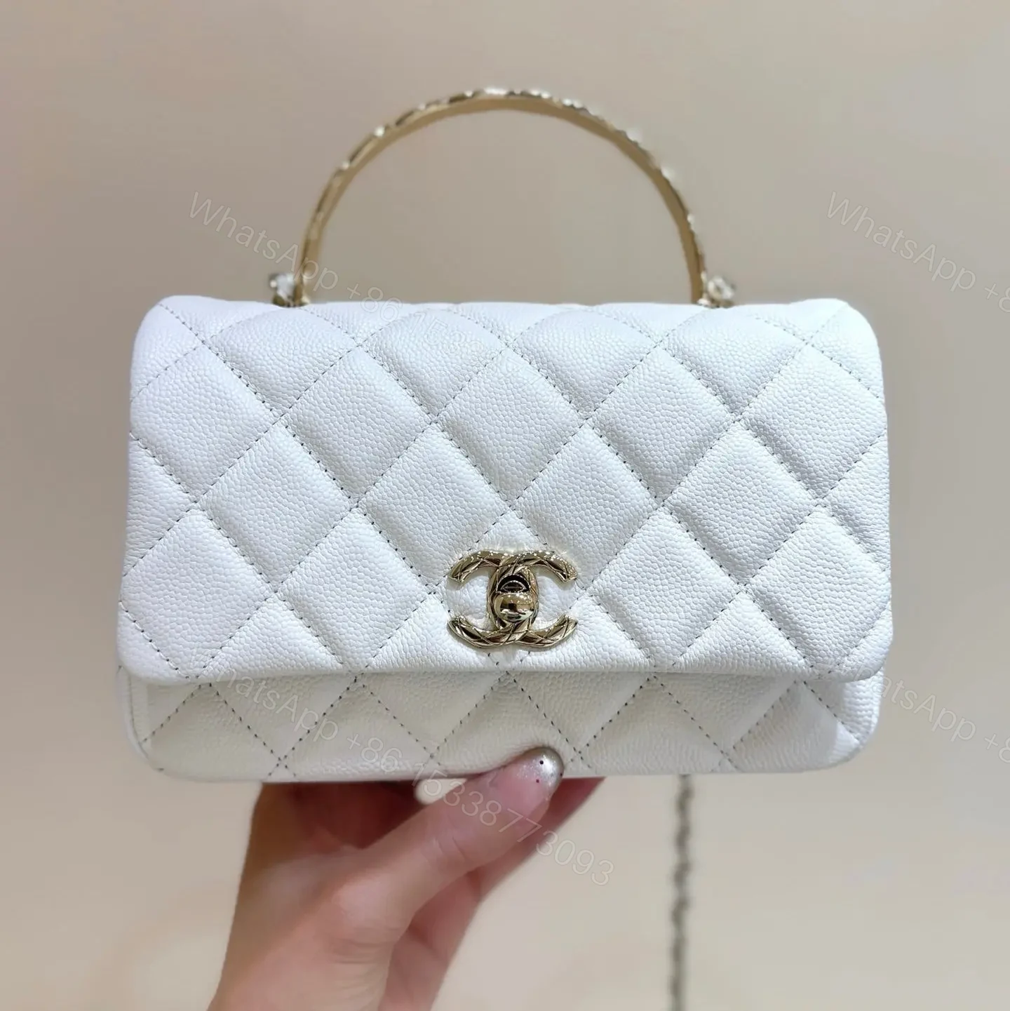 Chanel Nano Coco White Handle bag Gold Hardware — view 1