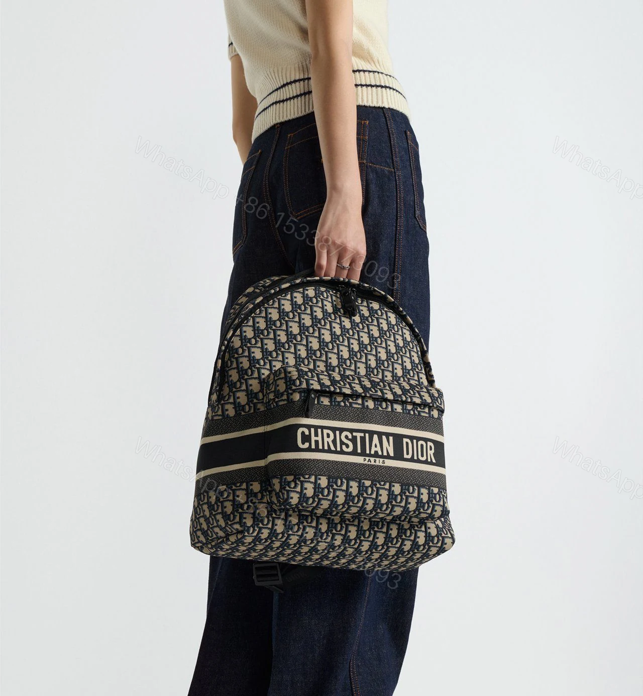 View 4 of First Copy Dior Oblique Blue Backpack