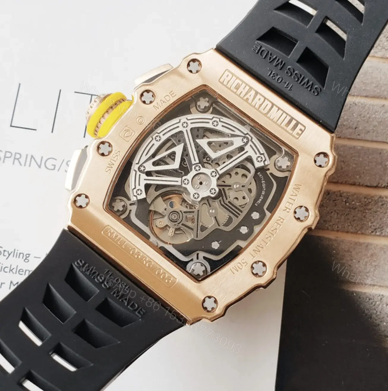 View 7 of Richard Mille Swiss Made Clone RM 11-03 Flyback Chronograph Full Rose Gold