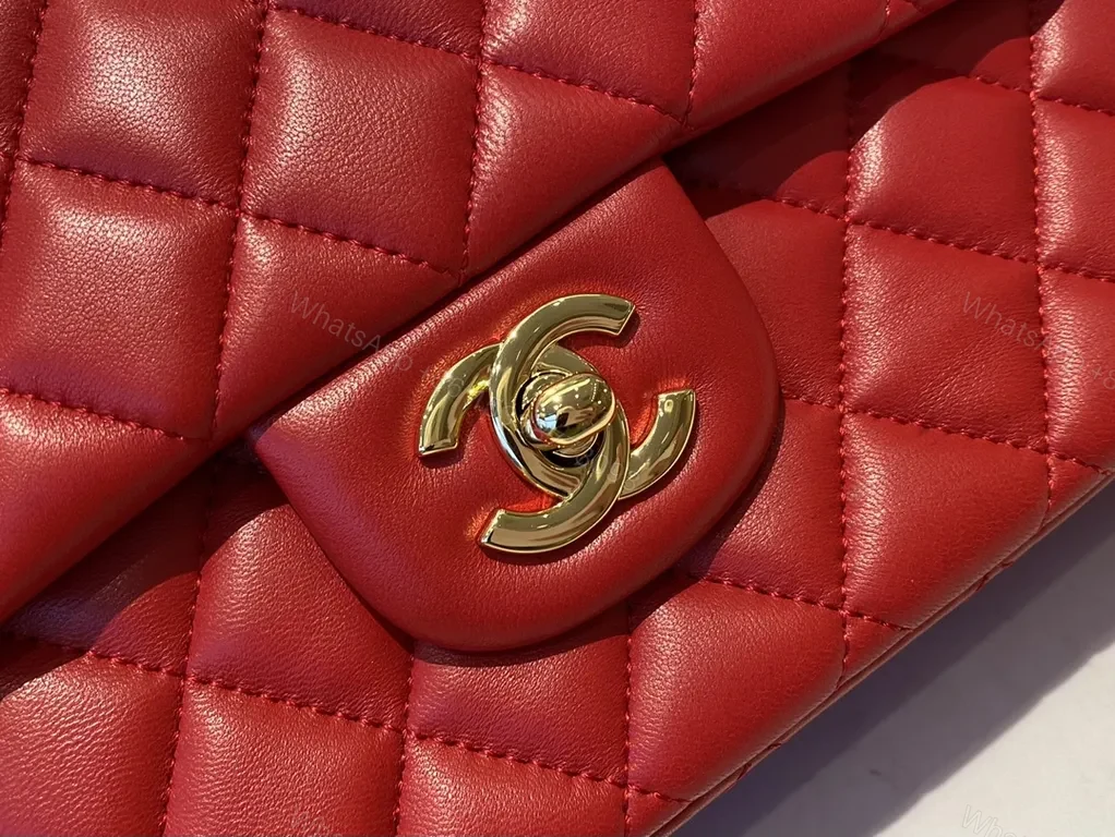 View 5 of Red Quilted Leather Crossbody with Gold Hardware Bag