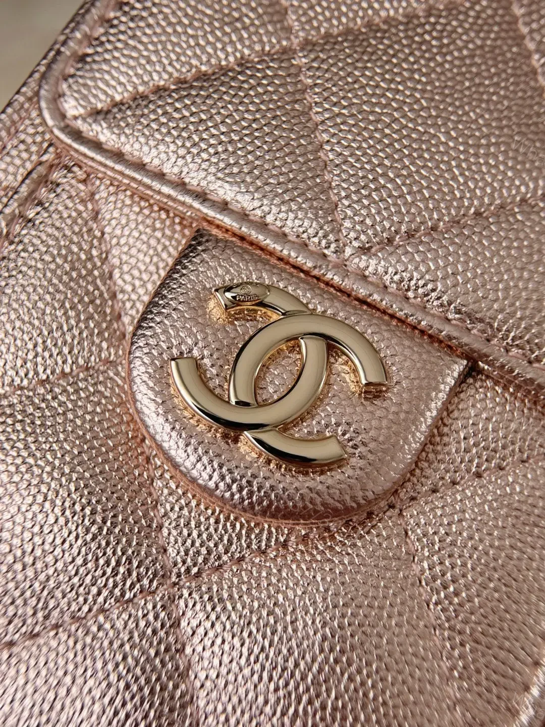View 6 of CHANEL 25 Bag Mini Rose Gold Caviar Leather