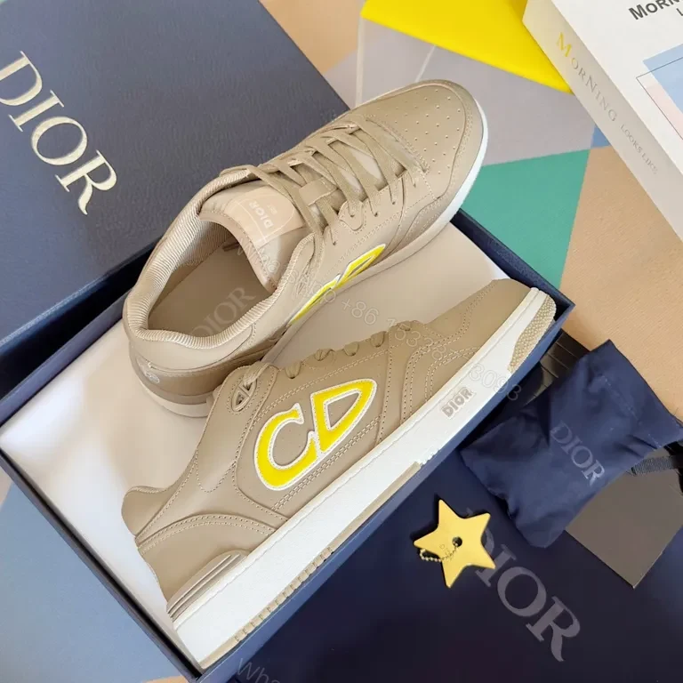 View 7 of Chic Dior-Inspired Low-Top Sneakers, Neutral Palette
