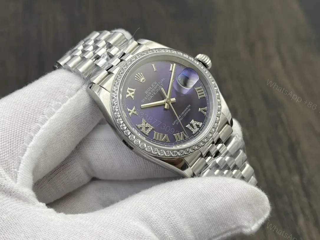 View 4 of Rolex Datejust 36 Stainless Steel Fluted Jubilee Purple Roman 178274-0088