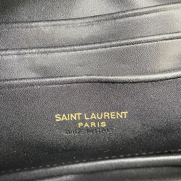 View 2 of Chic Quilted Black Crossbody with YSL Emblemâ€”Compact Luxury