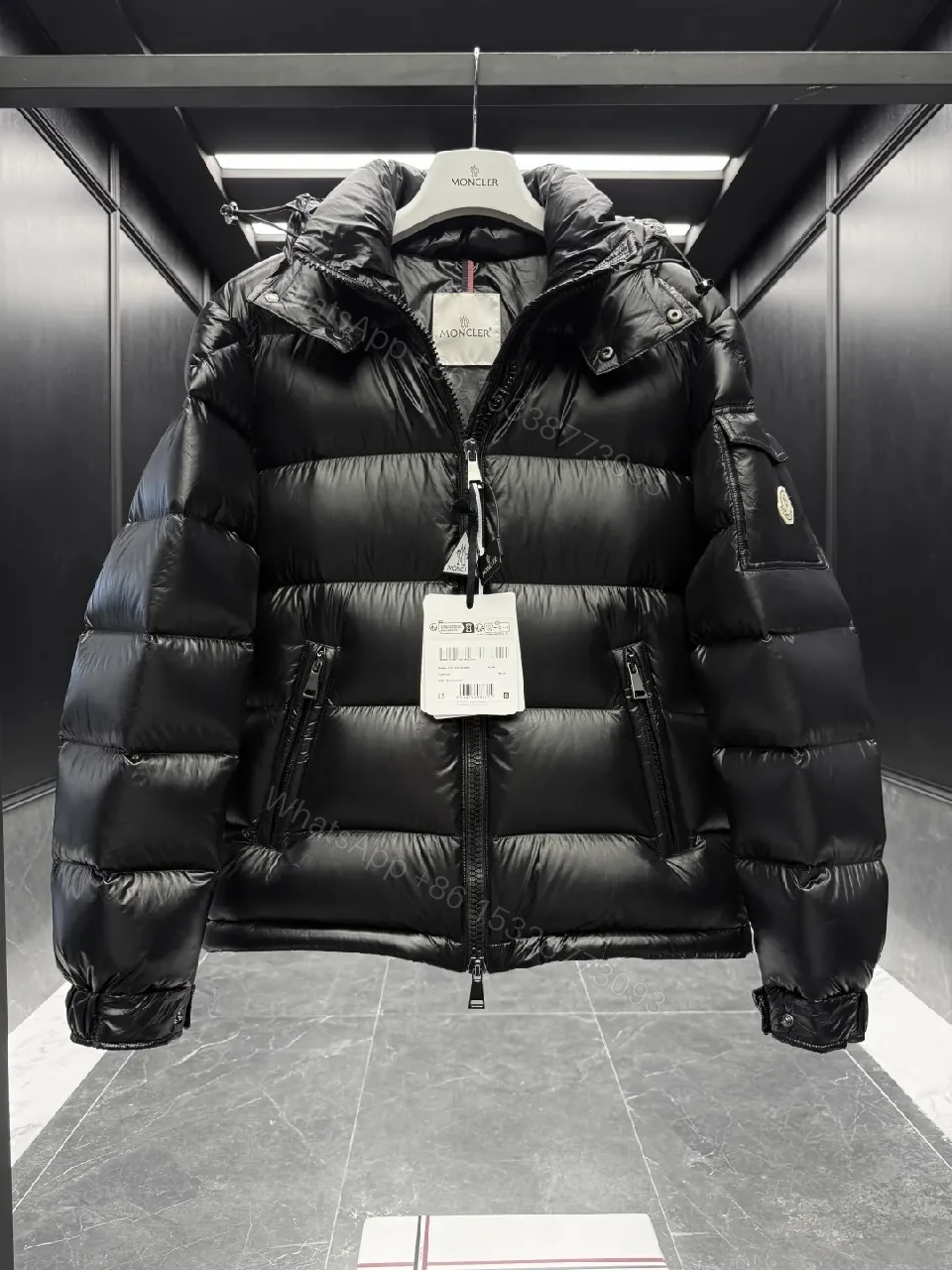 View 10 of Lux-Plush Puffer Jacket + Off-White Knit Sneakers Set