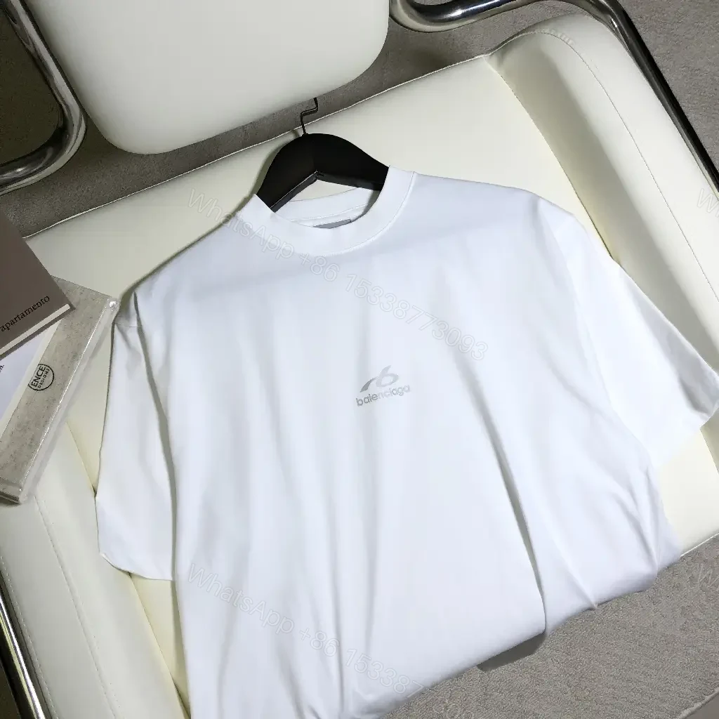 View 8 of white cotton oversized tee with logo motif premium everyday luxury
