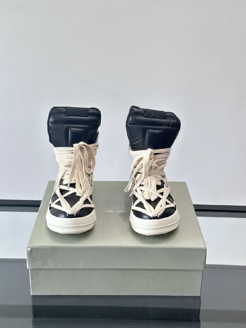 View 2 of Bold Black & Off-White High-Top with Architectural Straps