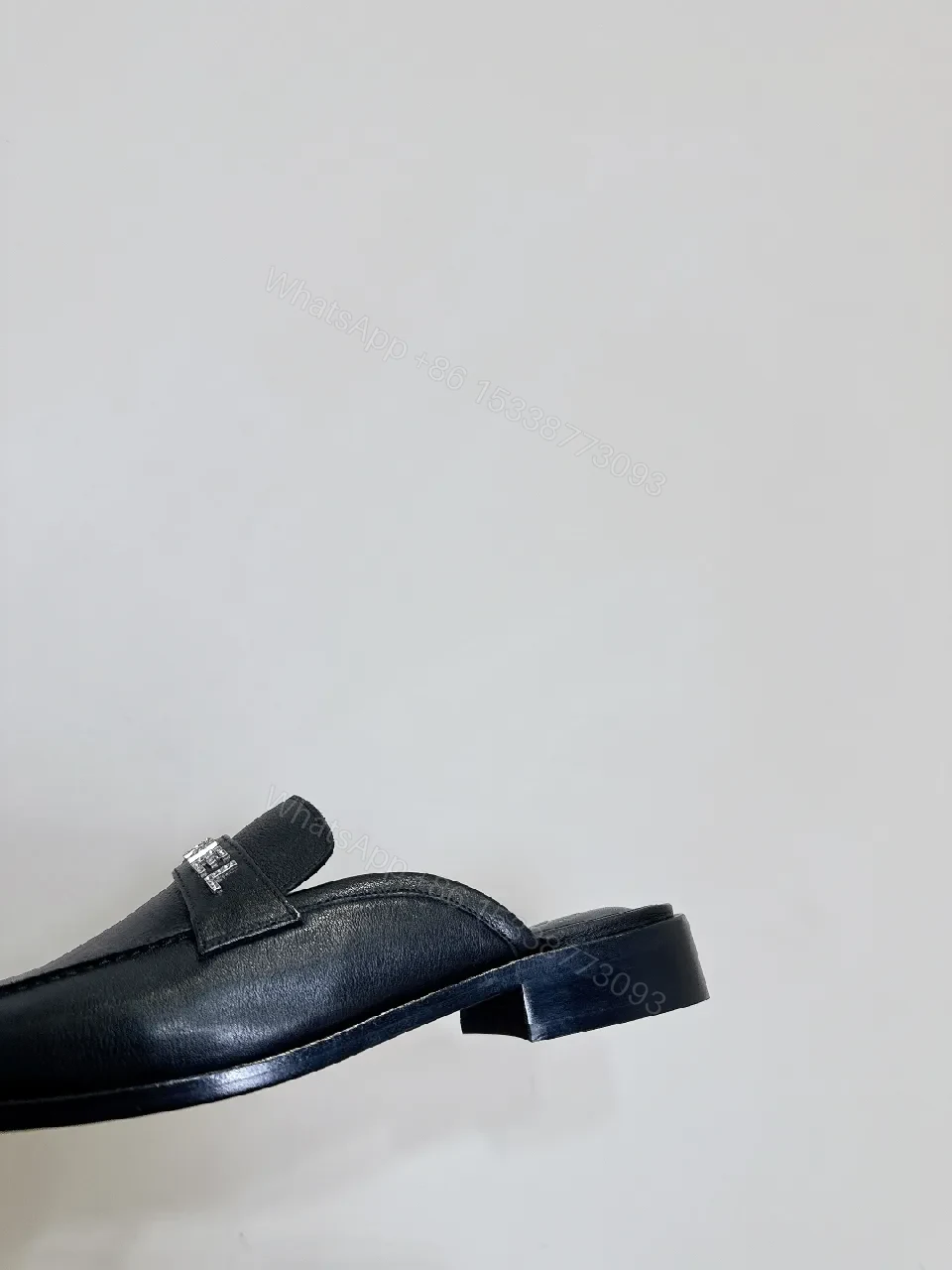 View 3 of Black Leather Slides - Chic, Designer-Inspired, Cushioned Comfort