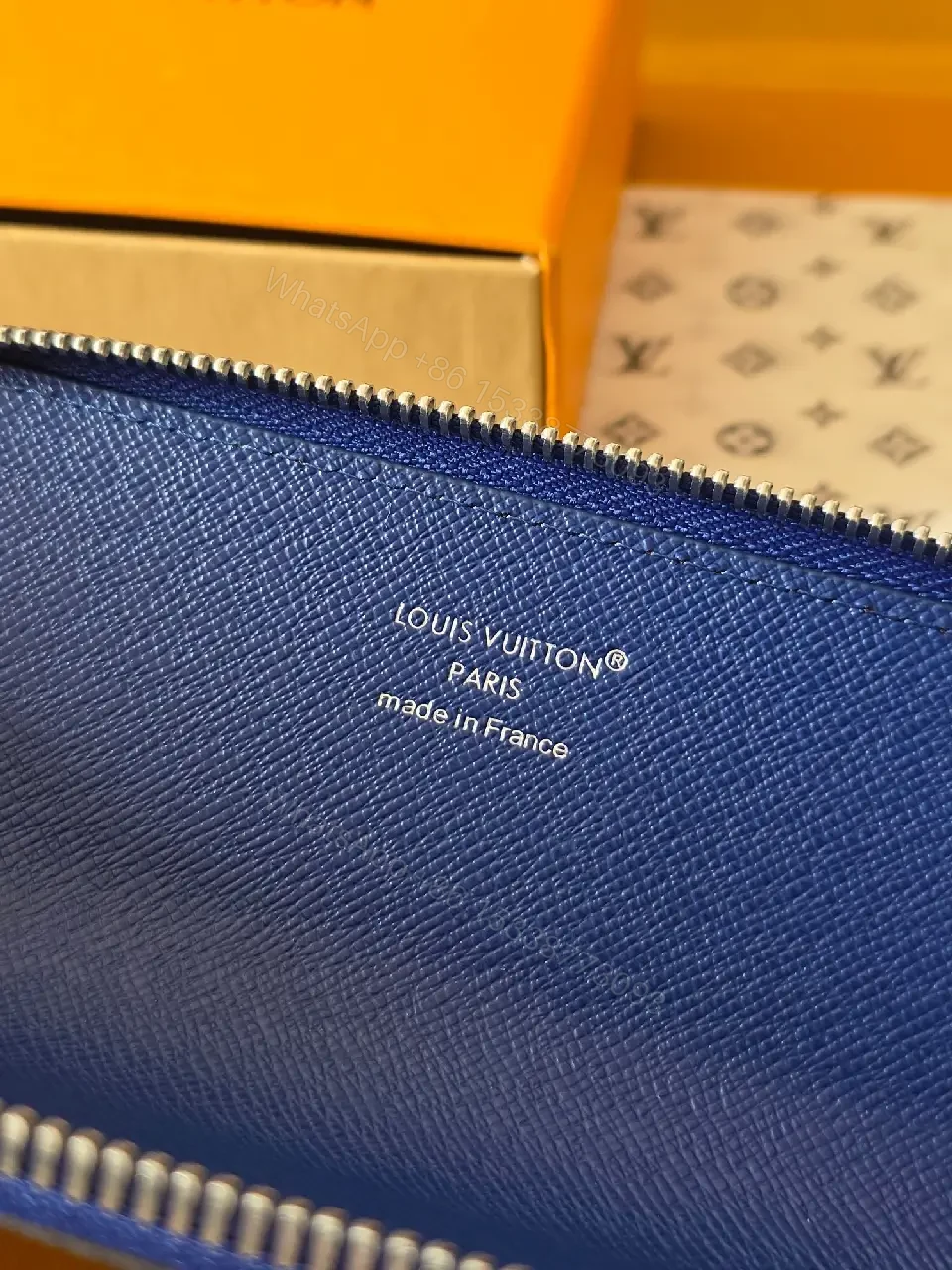View 2 of Blue Zip Monogram Wallet Case: Compact Luxury Organizer