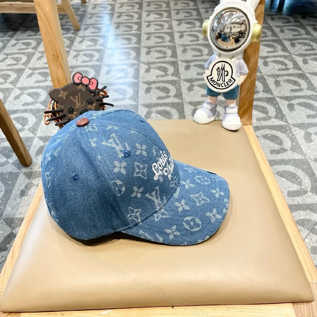 View 7 of Denim Monogram Cap: Luxury-Style, Subtle Branding Cap