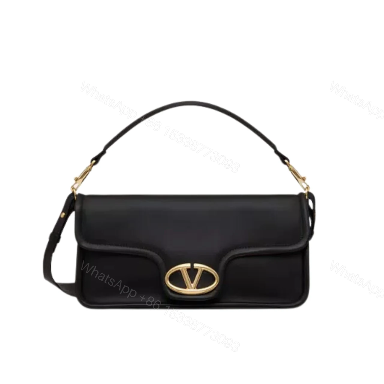 VALENTINO GARAVANI VLOGO 1960 NAPPA LEATHER SHOULDER BAG BLACK 28CM 4W0B0N48ZFJ 0NO — view 1