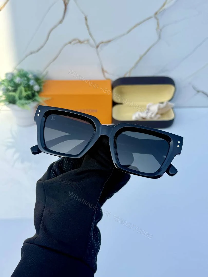 View 4 of First Copy Louis Vuitton Black Square Frame Men’s Sunglasses