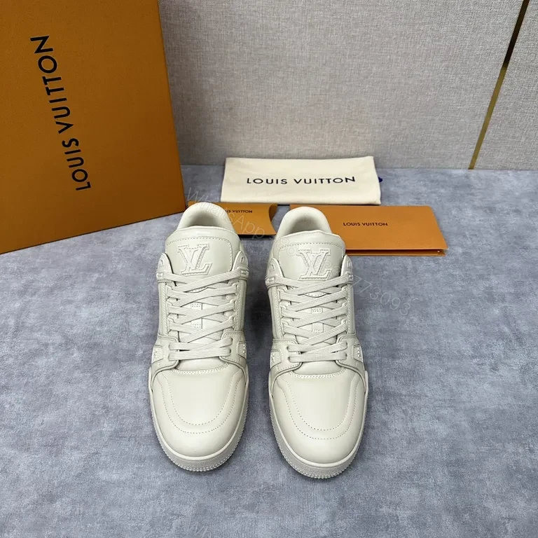 View 8 of Ivory Louis Vuitton-Style High-Top Sneakers: Luxe Everyday Comfort