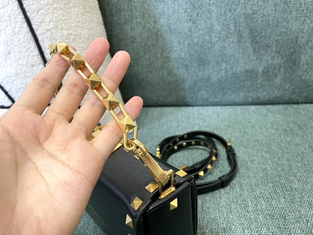 View 2 of Statement Black Leather Rockstud Shoulder Bag - Valentino Garavani