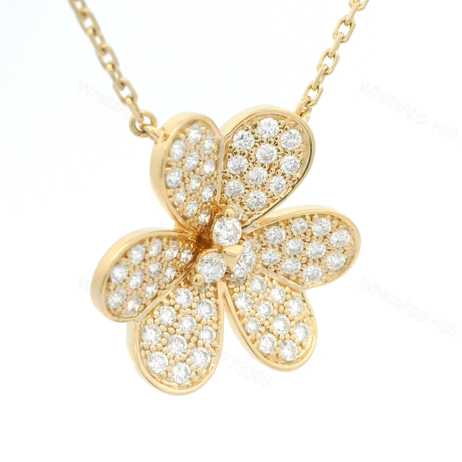 View 3 of 18K Yellow Gold Large Van Cleef & Arpels Frivole Diamond Pendant