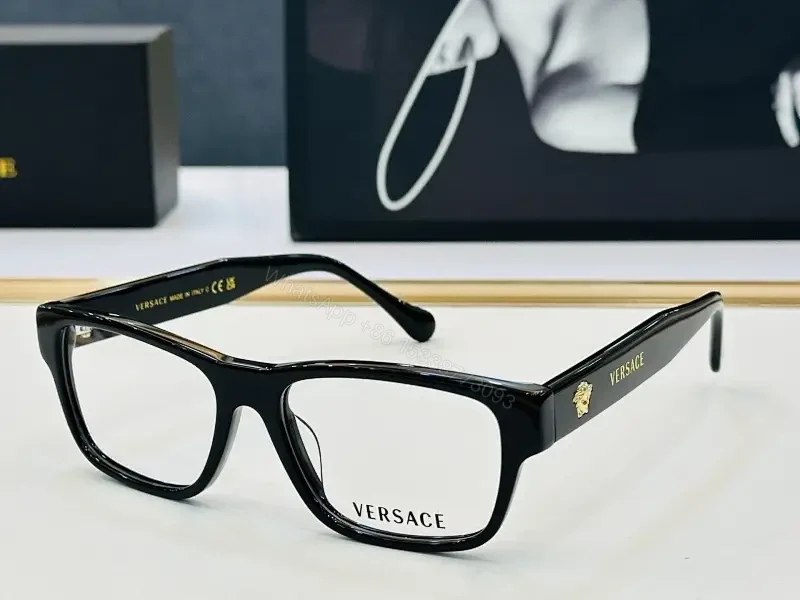Bold Black Acetate Square Glasses with Gold Logo Emblems — view 1